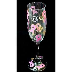  Pretty in Pink Design   Hand Painted   Flute   6 oz.