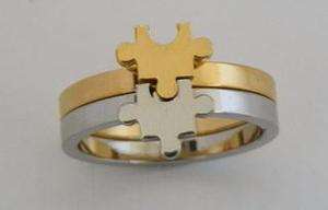 Autism Awareness Two Tone Puzzle Piece Ring Choose Size  