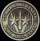   Air Defense Center & Fort Bliss Commanding Generals Challenge Coin