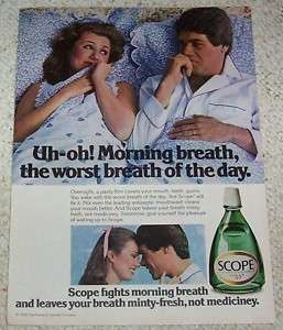 1979 Scope mouthwash Lady Man morning breath PRINT AD  