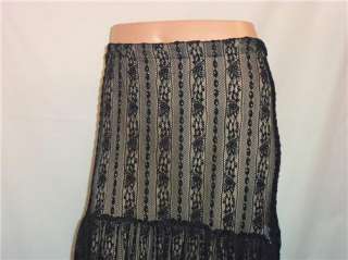 Caia Black Lace Long Skirt Broomstick Boho Prairie Tiered Beautiful 