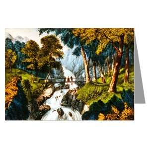  Single Greeting Card of Currier And Ives Handcolored 