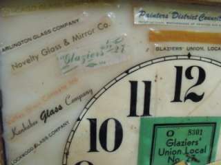   Folk Art Clock Antique Wood Melvin Eggers Glazier Glass Art Memory Box