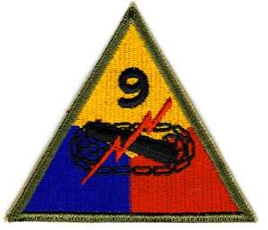 9th ARMORED DIVISION VINTAGE WW2 U.S. ARMY PATCH  