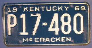 1969 KENTUCKY LICENSE PLATE P17 480  