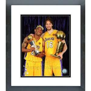  Kobe Bryant and Pau Gasol NBA Championship Trophy Framed 