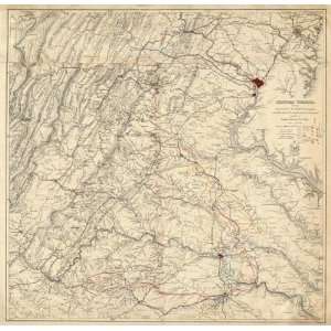  Civil War Map Showing Lieut General U.S. Grants Campaign 