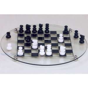   Black and White Alabaster and Glass Chess Set NS 68