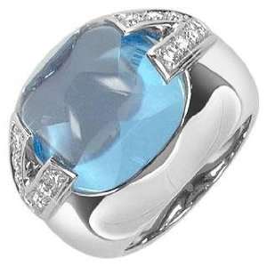     Topaz and Diamonds White Gold Ring USA 6.5  UK M  IT 12 Jewelry