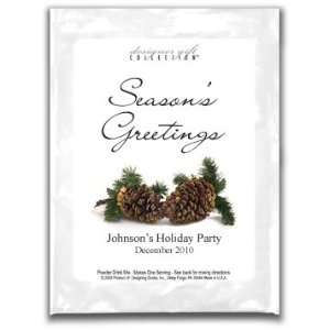   Greetings Two Pine Cones Personalized Holiday Cappuccino Favors