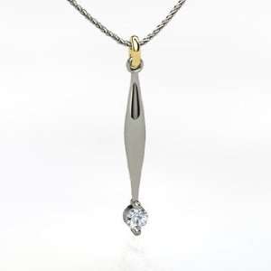    Spindle Pendant, Round Diamond 14K White Gold Necklace Jewelry