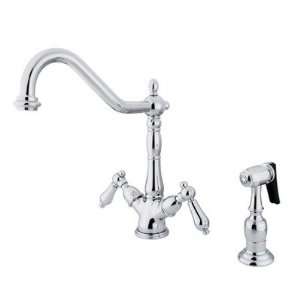 Elements of Design Heritage Deck Mount Kitchen Faucet with Metal Lever 