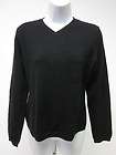 WENDY B PETITE Black Knit Cashmere V Neck Ribbed Trim Pullover Sweater 