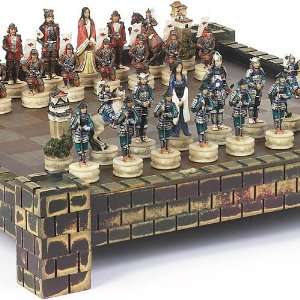   Japanese Samurai Chessmen & Belvedere Castle Chess Board Toys & Games
