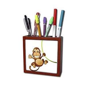  Florene Childrens Art   Cute Cartoon Monkey On Green Vine 