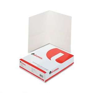 Universal   Two Pocket Portfolio, Embossed Leather Grain Paper, White 