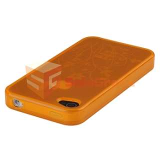 For iPhone 4 G S Verizon AT&T Red Hard +Orange TPU Cup Shape Flower 
