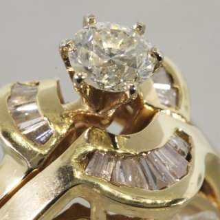 Fine Estate 14K Yellow Gold 0.60ct Diamond Wedding Set  