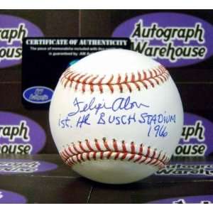 Felipe Alou Autographed/Hand Signed Baseball inscribed 1st HR Busch 