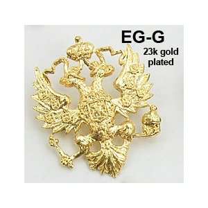  Russian Double Headed Eagle   Bright Gold Lapel Pin
