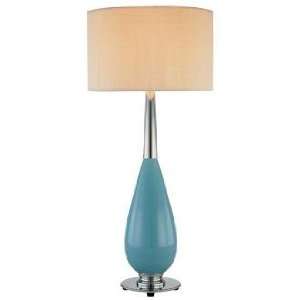 George Kovacs Blue Ceramic Cylinder Shade Table Lamp