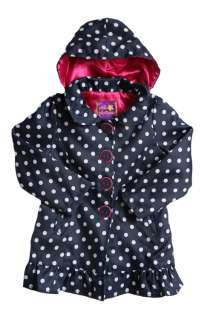 NWT Girls polka dot all weather jacket   navy 848105035660  