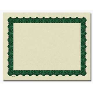   Metallic Green Parchment Certificate   100 Sheets 