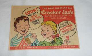 1951 CRACKER JACK cartoon ad ~ LOOK BIG BOX FULL  