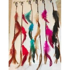  Braided Feather Hair Extension Clip   Set of 6 Beauty