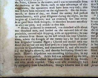BATTLE OF BUNKER HILL Revolutionary War 1775 Newspaper  