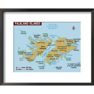 Map of Falkland Islands, South America Collections Framed Photographic 