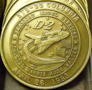 STS 55 COLUMBIA SPACE SHUTTLE NASA MISSION COIN  