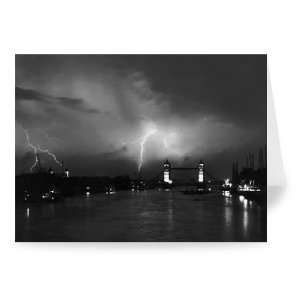 Forked Lightening Over Tower Bridge   Greeting Card (Pack of 2)   7x5 
