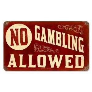 No Gambling Sports and Recreation Vintage Metal Sign   Garage Art 