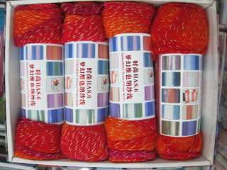   Mixed Color Spun Gold Wool Knitting Yarn Lot;125g;dark red  