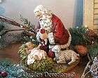 Wonderful 8 ADORING SANTA & BABY JESUS IN MANGER Christmas Statue 