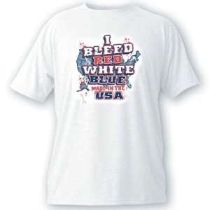   TibleedUSAW White I Bleed Red White and Blue Made in the USA T Shirt