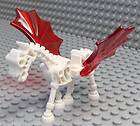 NEW Lego Castle White SKELETON HORSE w/Trans Red Wings