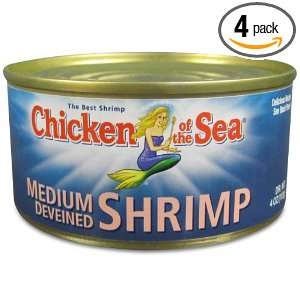 Chicken of the Sea Medium Shrmp (deveined) 4 Ounce Cans (Pack of 4 