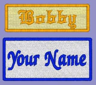 Custom 100% Embroidered Name Patches Personalized RECTANGLE Tags 