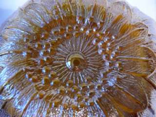 A+ Vintage Carnival Sheen Irridescent Amber Glass Flower Daisy Leaf 