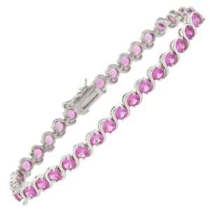  Sterling Silver Pink CZ Stone Bracelet Jewelry