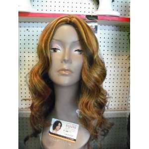   Wavy Brown Synthetic Wig with Mix of Honey Blonde and Red Highlights