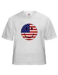 Patriotic Smiley Face White T Shirt Peace White T Shirt by 