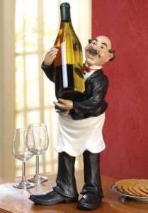 Butler Waiter Wine Bottle Holder Rack Chef Statue Stand Kitchen 