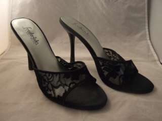 Fredericks Of Hollywood Black Lace Mules Size 6 Heels  