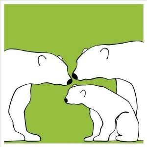 Animal   Polar Bears Stretched Wall Art Size 12 x 12, Color Green 