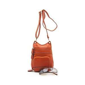    Burnt Orange Faux Leather Messenger Style Handbag 