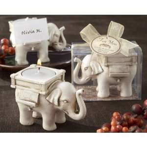 Lucky Elephant Antique Ivory Finish Tea Light Holder (pack 