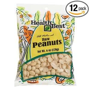 Health Best Peanuts, Raw, Virginia, 6 Ounce Packages (Pack of 12 